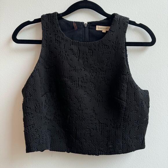 Rebecca Taylor Sleeveless Floral Motif Cut Out Crop Top - 2 - Picture 1 of 6